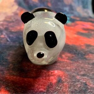💜 VTG Hallmark Blown Glass Panda Bear Paper Weight